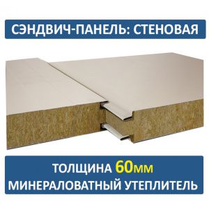 Стеновая сэндвич-панель 60 мм минвата